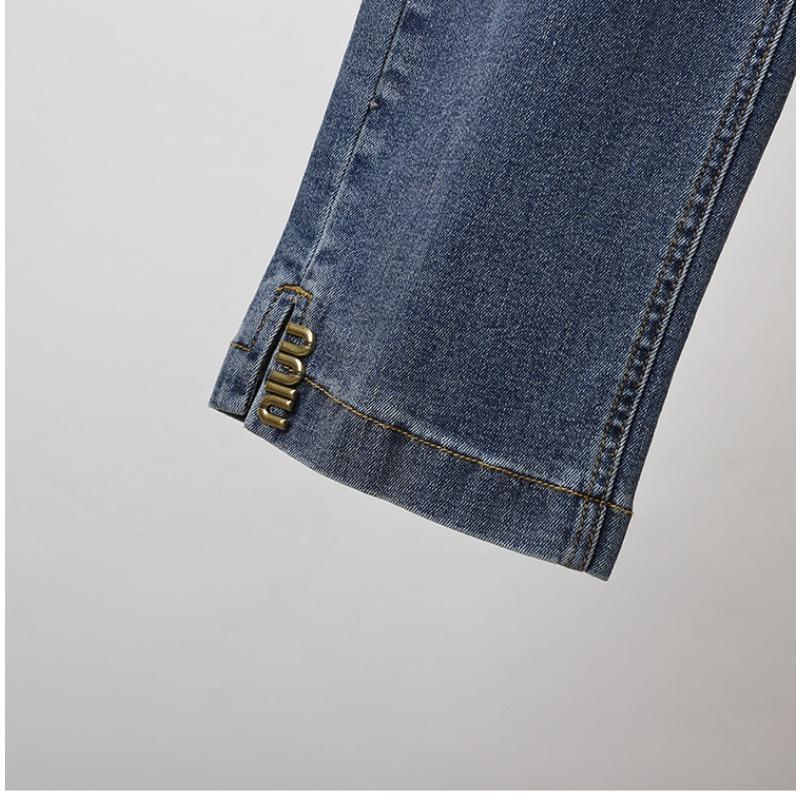 Dimanaf 2024 Plus Size Ženy Džíny Kalhoty Denim Dámské Tužka Elastické Basic Modré Kalhoty s vysokým pasem Oversize Móda Nové Kalhoty