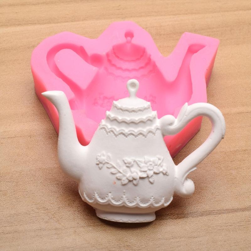 Silicone Fondant Mold Cartoon Cute Teapot Shape Handmade Candle Resin Craft Cake Decorating Tool for Kitchen Baking Gift
