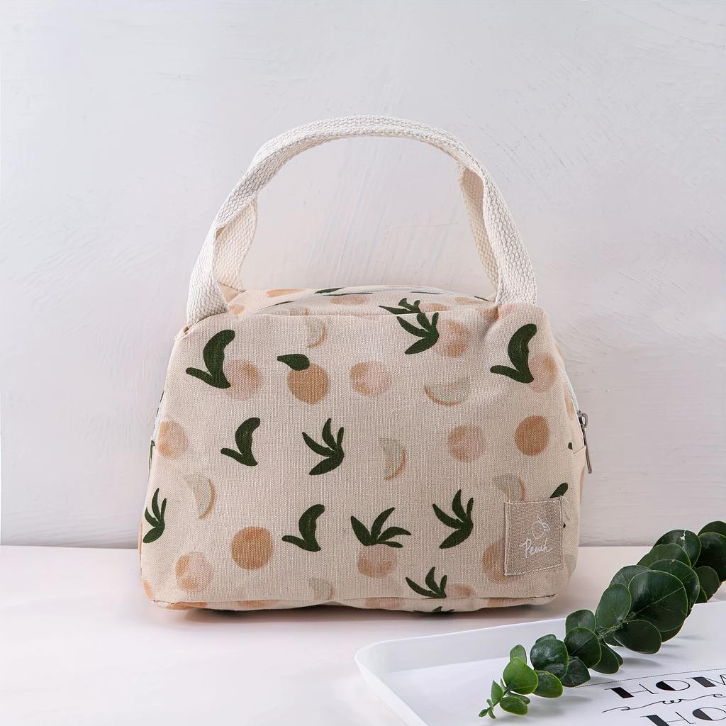 1pcs Premium Insulated Lunch Bag with Thick Foil Zipper Closure Cotton Linen Meal Carrier for Food Packaging Bento Bag Handbag