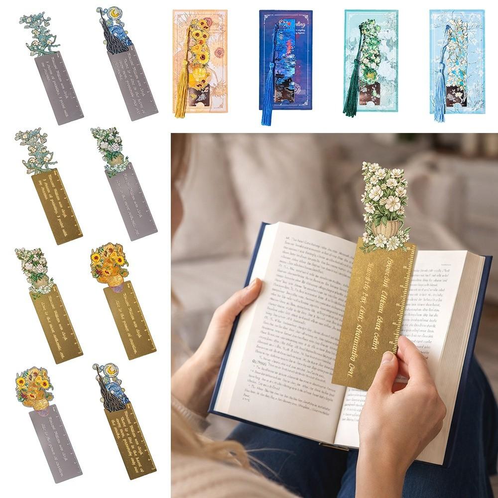 Painting Reading Book Clip Tassel Pendant Oil Painting Bookmarks Book Marking Reading Accessory