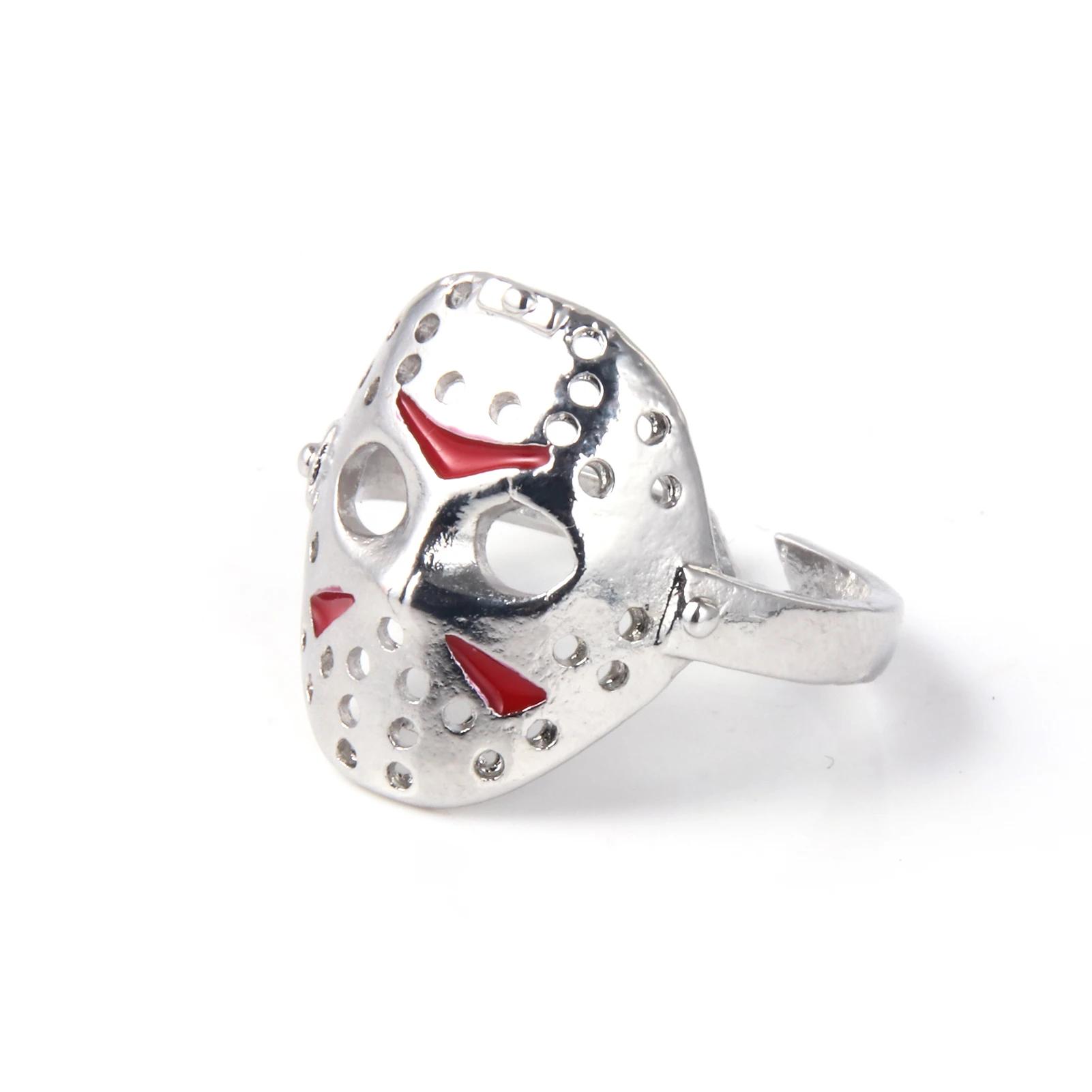 

Новые Модные Хэллоуин Ужасы Фильмы Кольца Джейсон Хоккейная Маска Металлическое Регулируемое Кольцо Для Детей Хэллоуин Украшения Подарок resizable серебряный