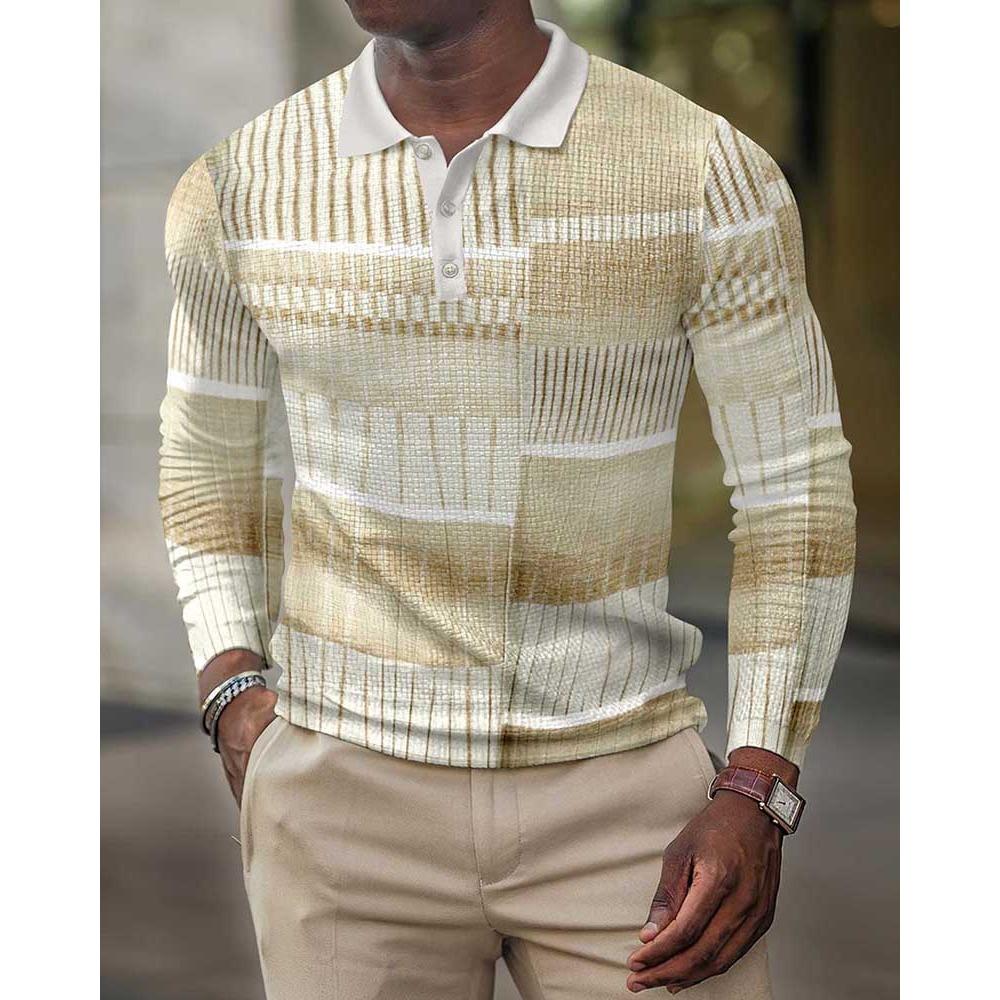 New Men's Sweatshirt Geometric 3D Printed Casual Lapel Polo Shirt
