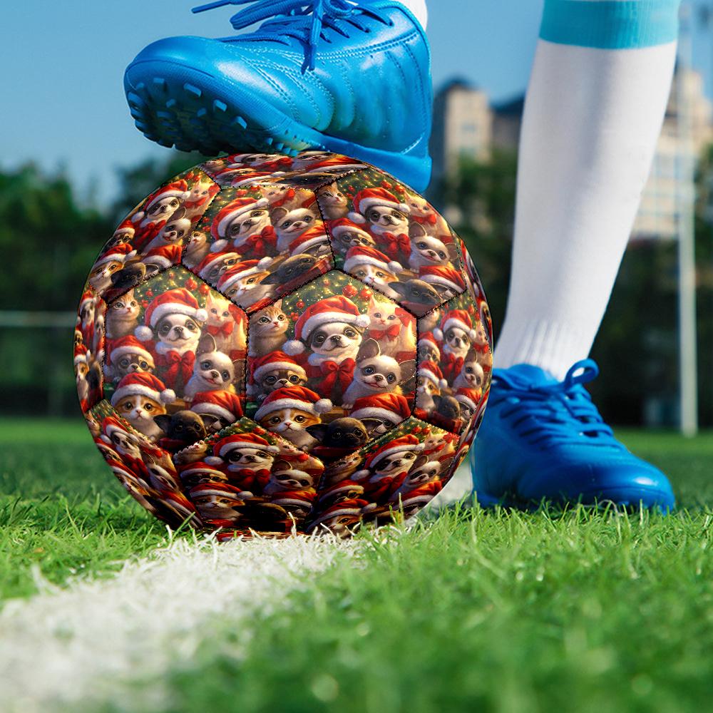 Christmas Dog Theme Size 5 Soccer Ball, Suitable for Both Indoor and Outdoor Matches, a Gift Suitable for Everyone.