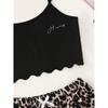 Women's Pajamas Set Sexy Lingerie Leopard Print Sling Sleepwear V-Neck Sleeveless Top and Shorts Sets Pyjamas Homewear
