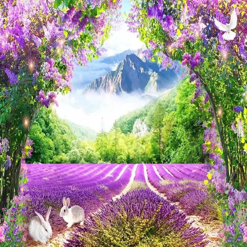 Tapet foto peisaj 3D flori peisaj natural mural stil pastoral mural decor living room house