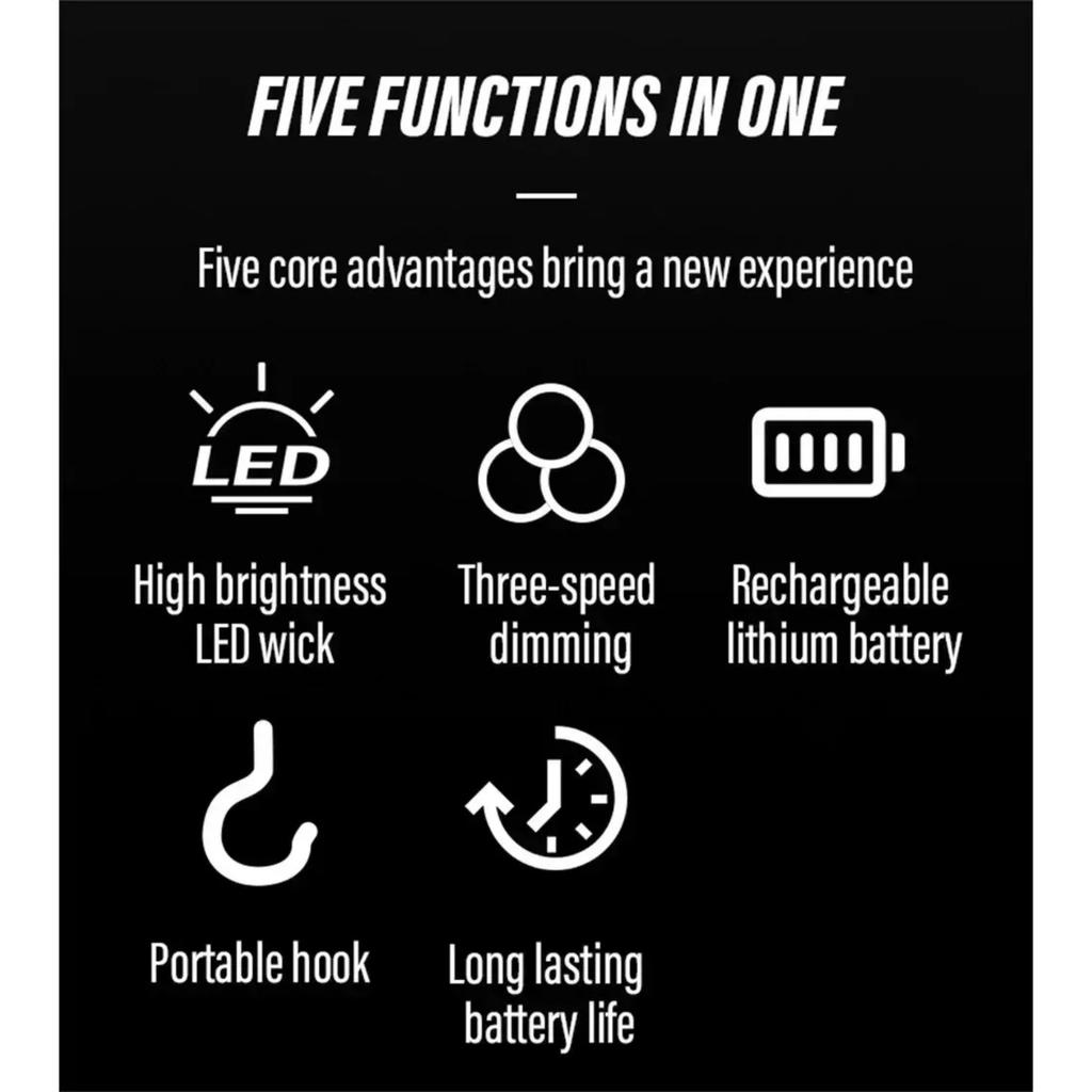 Portable USB Rechargeable LED Pendant Light with Hook High Brightness Outdoor Lamp Bulbs for Camping Fishing Emergency Night Lights