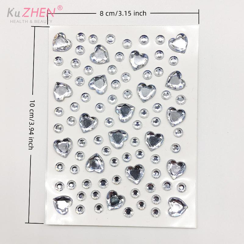 Bunter Herzform Diamant Edelstein Aufkleber 3D Gesicht Strass Tattoo Lidschatten Aufkleber für Festival Party Bühne Körper Make-up Bling