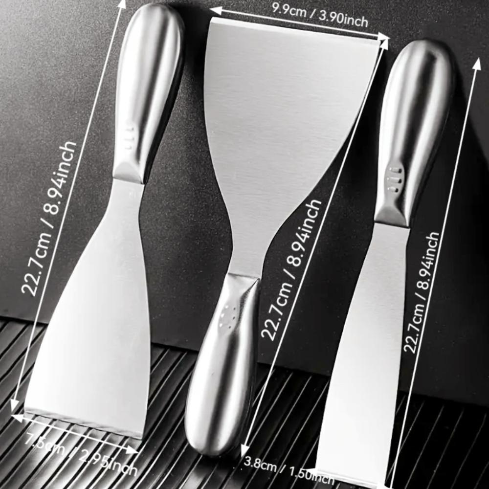3-Piece Stainless Steel Multi-functional Cutting Tool Set, Wall Scraper - Practical Blade, Stainless Steel Scraper - Stainless Steel Batch Ash Knife