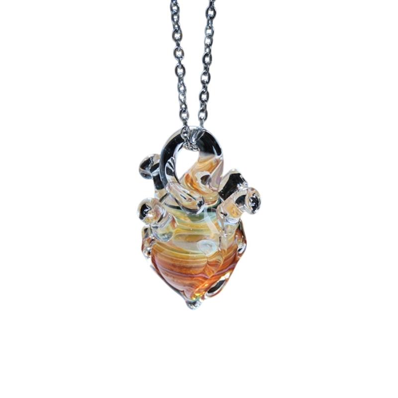 Hantverksmässigt Tillverkat Glas Hjärta Smycke Halsband Silverkedja Halsband Handgjord Unik Alla Hjärtans Dag Gåva Till Henne