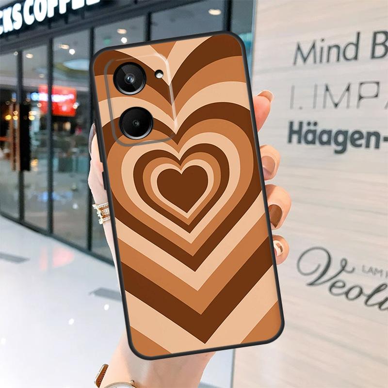Latte Love Groovy Coffee Heart Pink Case For Realme GT7 Pro GT6 11 12 13 14 15 Pro Plus C55 C53 C35 C33 C61 C65 C67 C53 C71 C75