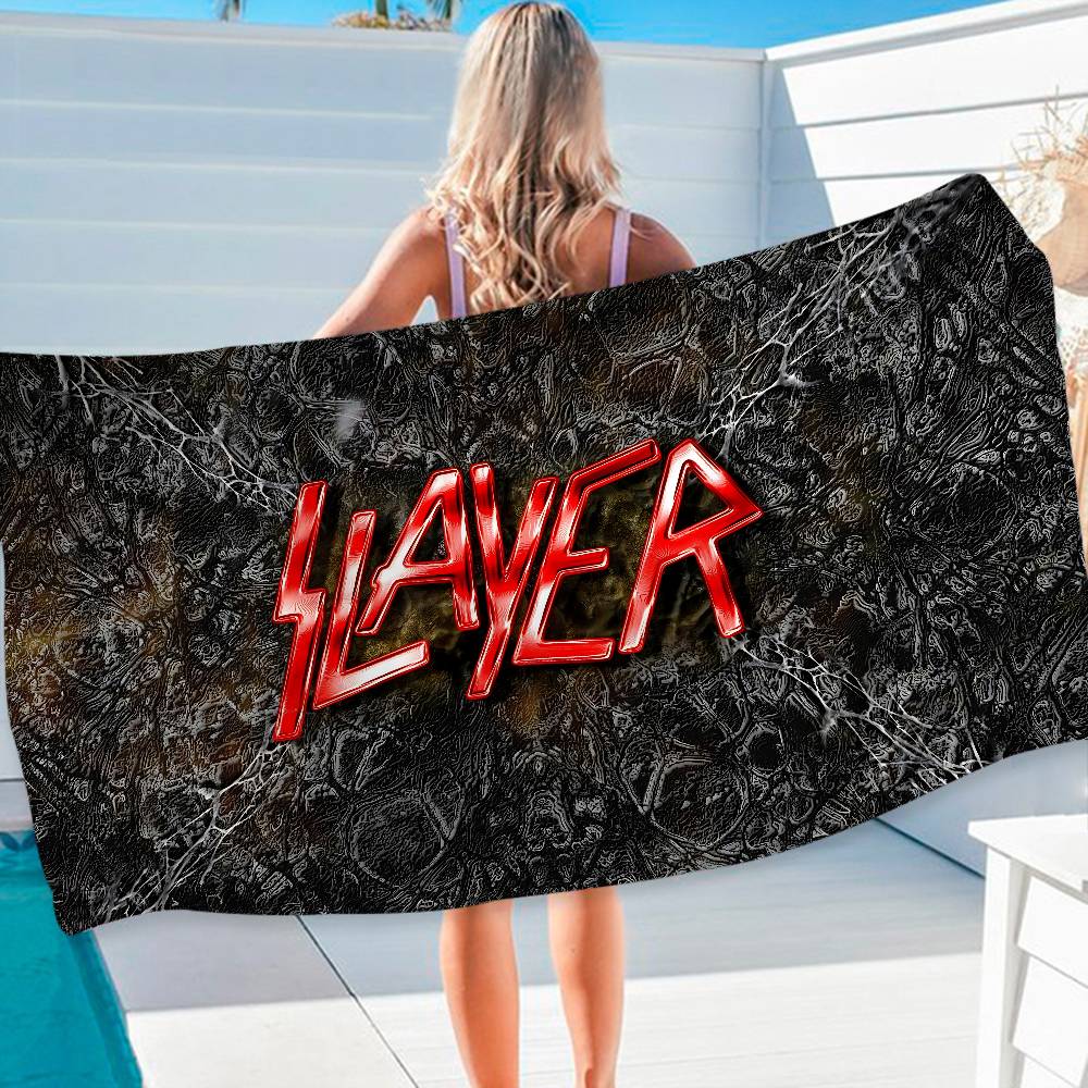Slayer Heavy Metal Band Music Bath Towel Microfiber Soft Water Absorbing Breathable For Girl Kids Decorative Cartoon