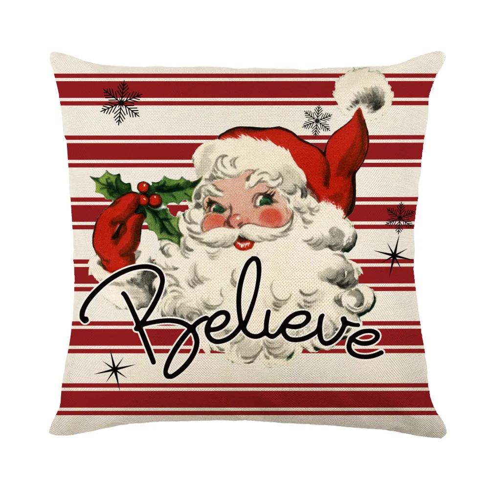 Christmas Cushion Cover Linen Pillow Covers Holiday Decoration Home Decor Salon Sofa Pillow Case Throw/Couch