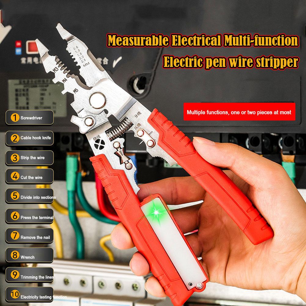 Wire Strippers With Hook Multifunction Stripping Pliers With Voltage Tester Versatile Wire Stripping Pliers Cutting Crimping New
