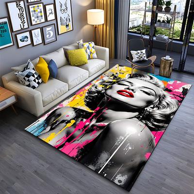 Pop Art Glamorous Woman Portrait Suitable As a Non-slip Mat for the Living Room or Bedroom Sofa