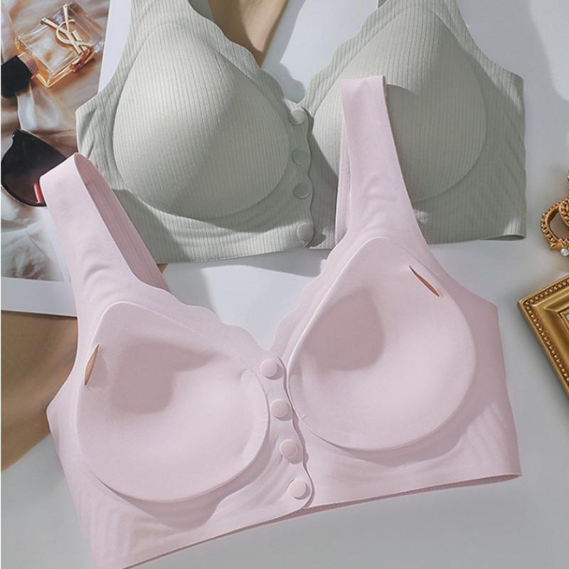Nursing Vest Wide Shoulders Front Closure Seamless Push-up Bra Non-magnetic Supports Side Breast Tissue Wire-free