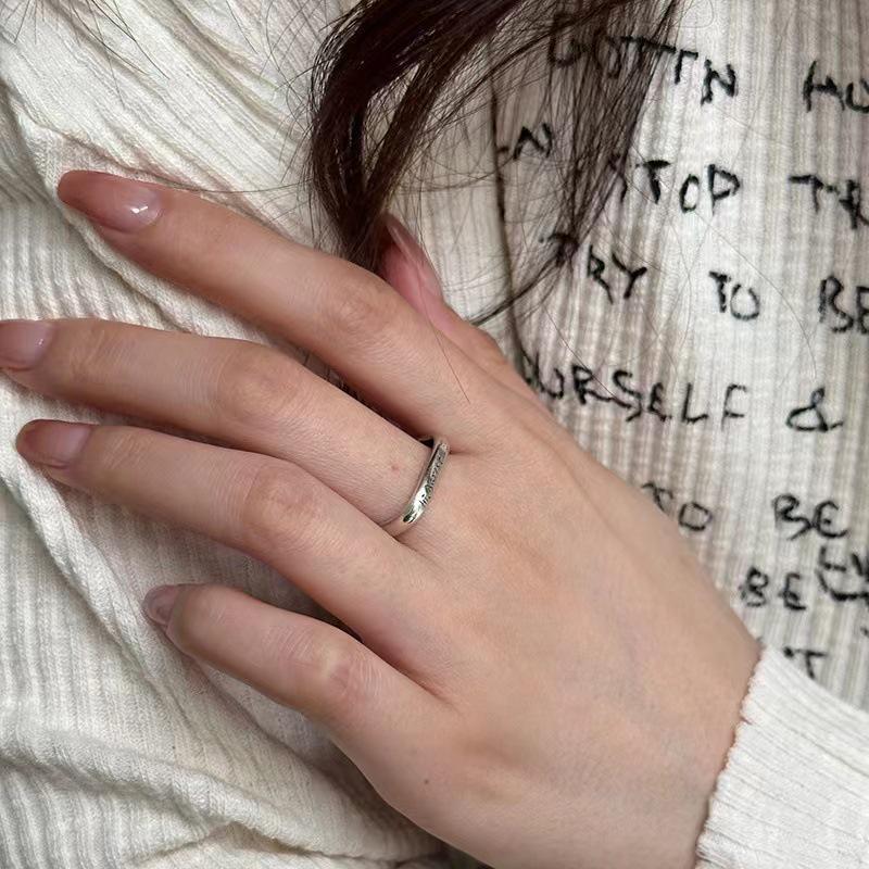 Retro Distressed Smiley Face Square Open Ring - Women s Summer Niche Design, Ins-Style Personality, High-End Feel