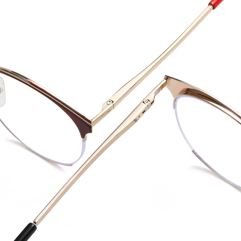 Half Frame Spring Hinge Metal Mirror Legs Cross Border Fashion Frame Point Paint Anti-Blue Light Women Men Glasses