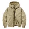 Jacket Men's Autumn and Winter Fleece Thickened Functional Washed Tooling Top Loose Large Size Cotton Hooded Jacket