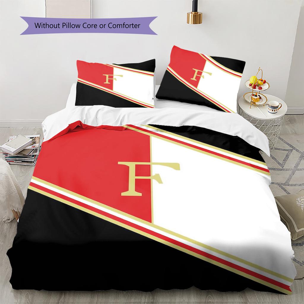Feyenoord Pattern Bedding Quilt Set Quilt Cover Pillowcase Home Decoration Birthday Gift (1 * Duvet Cover + 2 * Pillowcase, Without Core)