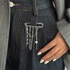 Broche Amovible à Chaîne Perles Boucle de Ceinture Élégante Broche Décorative à Franges pour Pantalon Bijoux Femme