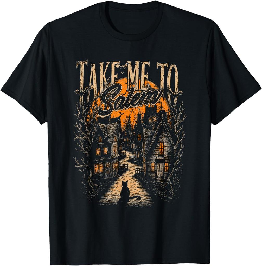 Take Me to Salem Vintage Halloween Artwork T-Shirt