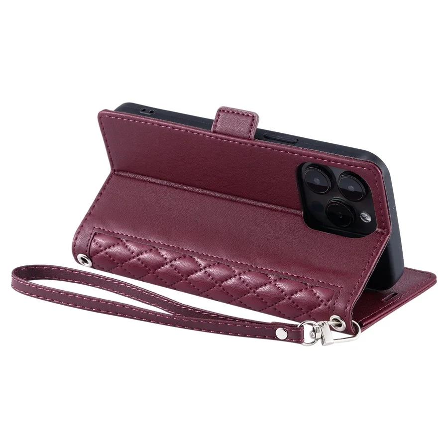 Portemonnaie Klapp Leder Handyhülle für iPhone 17 16 Pro Max 15 16E 14 13 12 11 XS XR SE 2026 8 7 Plus Handgelenkschlaufe Brieftasche Hülle Etui