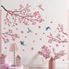 Large Cherry Blossom Wall Stickers Pink Flowers Tree Branch Birds Floral Blossom Wall Decals for Living Room Sofa TV Background