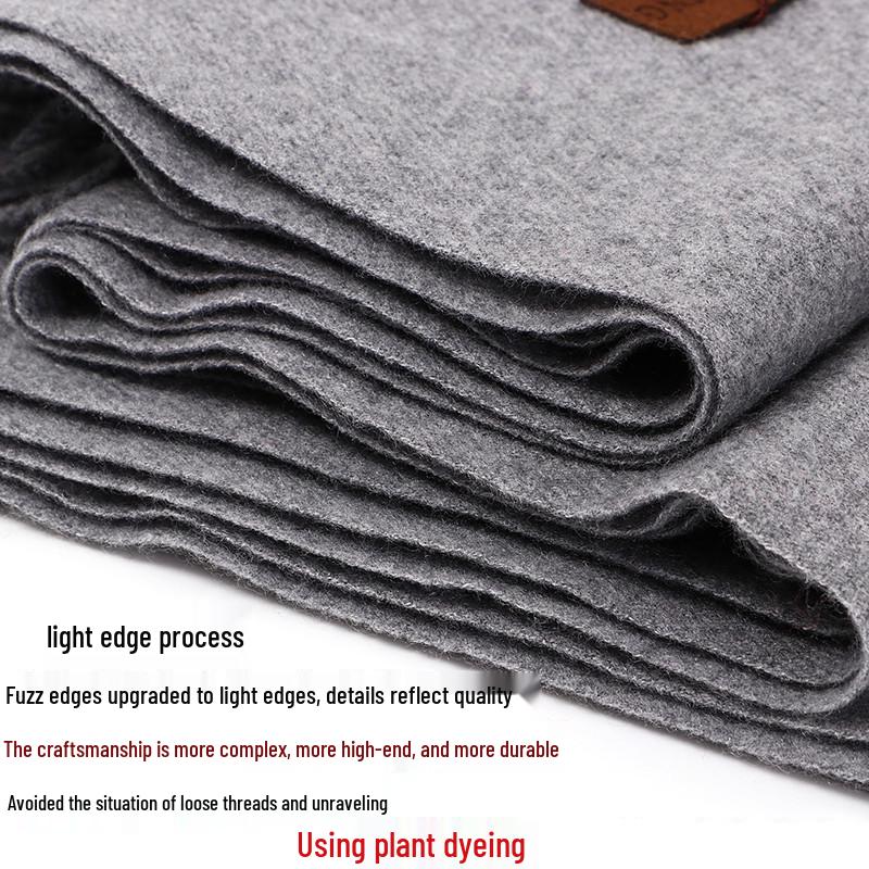 High-End Women's Wool Scarf - Cashmere Feel, Solid Color, Autumn/Winter, Unisex Versatile Shawl