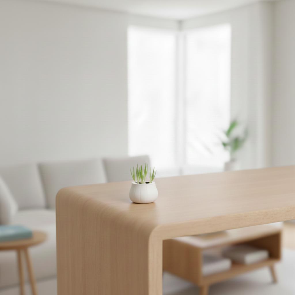 Decorative White Pot for Herbs, Modern Design