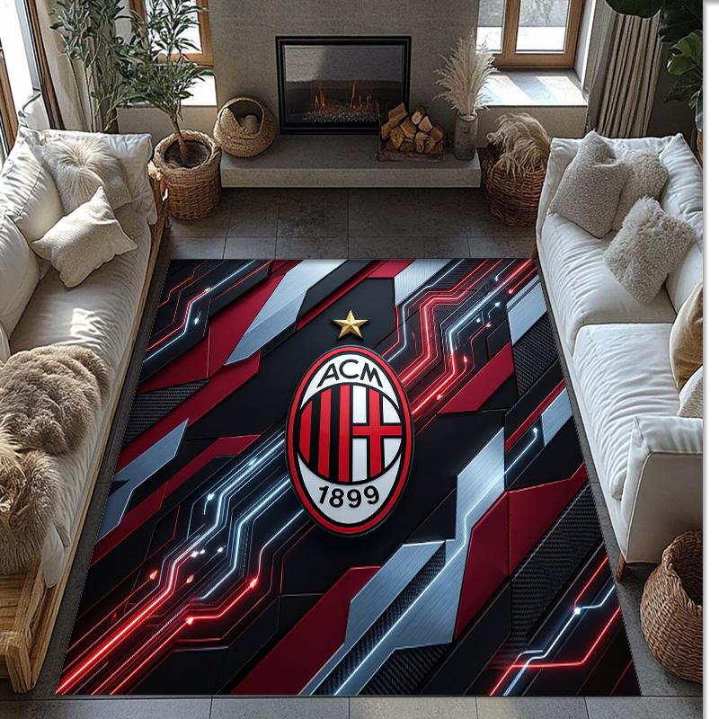 AC Milan Printed Flannel Area Rug Non Slip Soft Polyester Floor Carpet Indoor Decor Mat for Bedroom Living Room Sofa Game Room Home Decoration