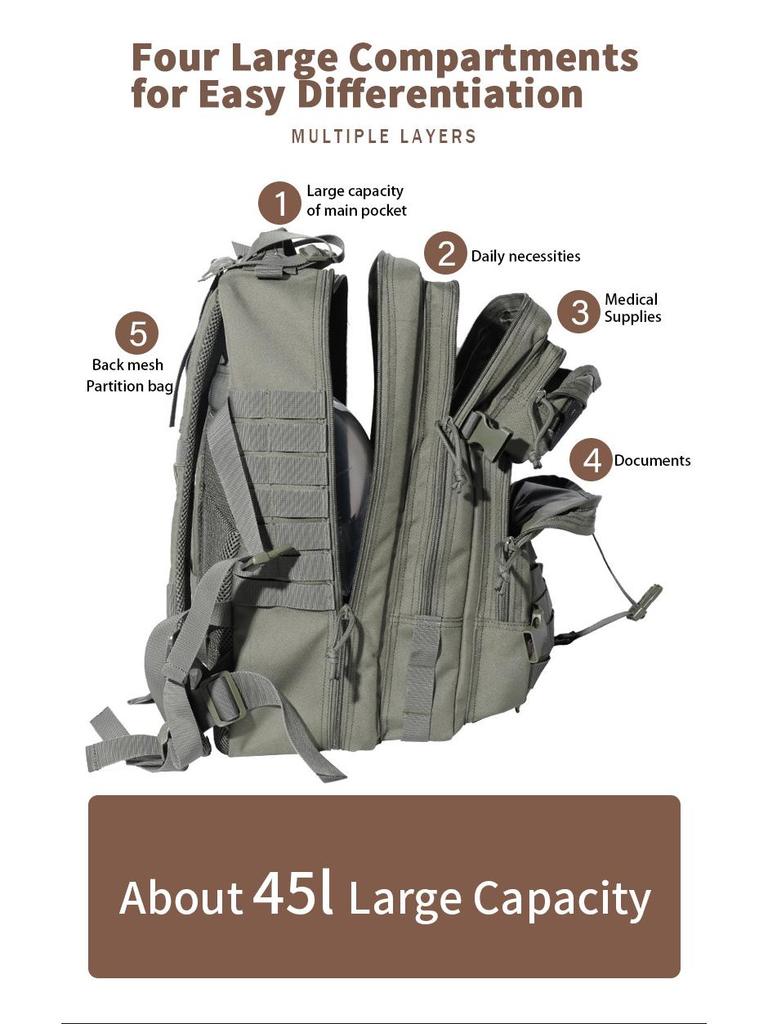 Multifunctional Outdoor Tactical Backpack - Camouflage Hiking & Mountaineering Bag