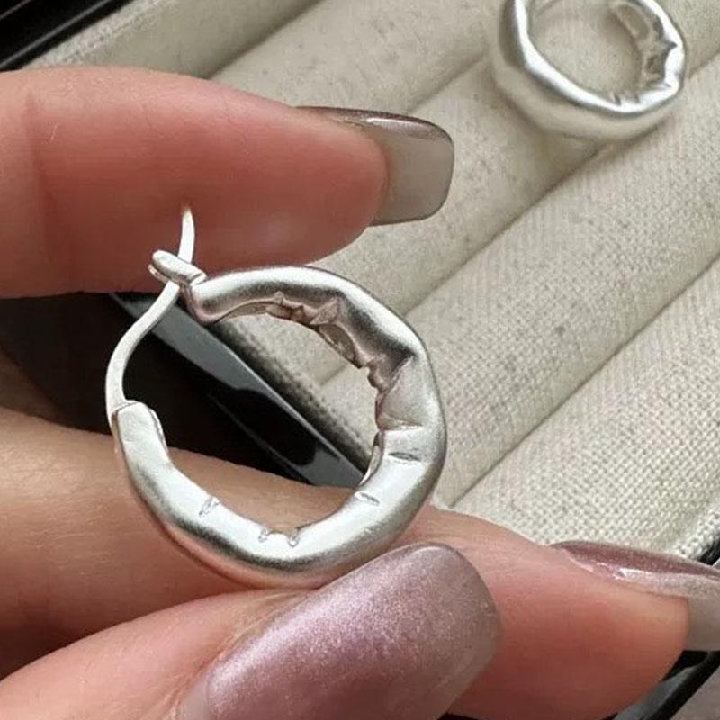 925 Silver Vintage Earrings For Women Trendy Simple Round Earring Jewelry Prevent Allergy Party Accessories