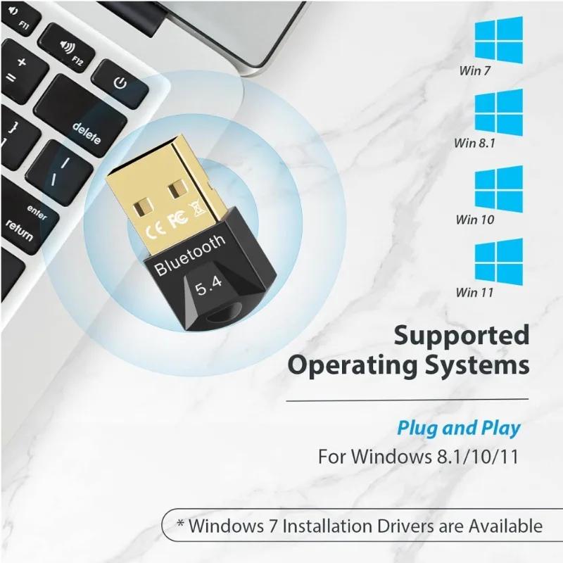 USB Bluetooth Adapter for Pc Usb Bluetooth 5.4/ 5.3/ 5.1/ 5.0 Dongle Receiver for Speaker Mouse Keyboard Music Audio Transmitter