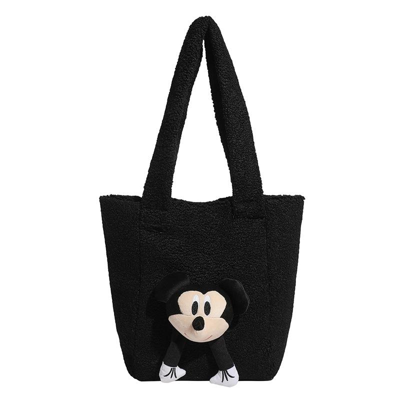 

Large capacity cute bag women s new casual retro work commuter shoulder bag cartoon handbag чёрный