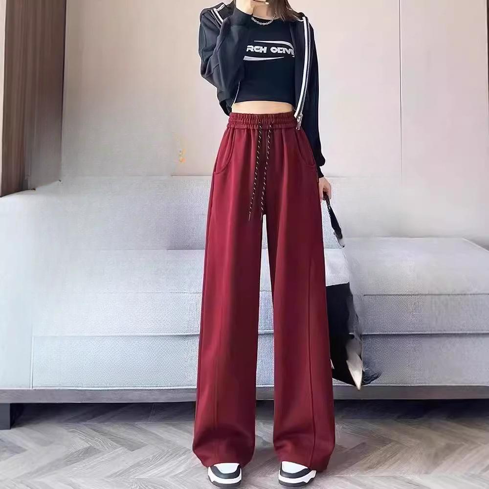 Spring and Autumn New High Waist Loose Wide Leg Pants Casual Splicing Pants