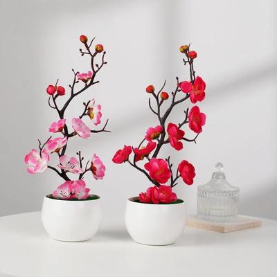 30cm Künstliche Blume Kirsche Frühling Pflaumenblüte Pfirsich Topfpflanze Seidenblume Baum Blütenknospe für Hochzeitsfeier Dekoration