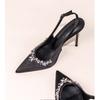 Fashion New Style Women's Beautiful Elegant Pointed Toe Slingback Rhinestone Wedding Shoes Stilettos High Heels Sandals for Model Party