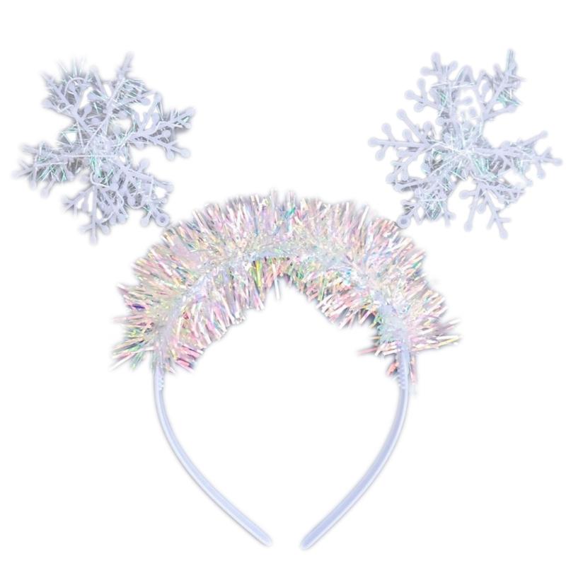 

Cute Snowflake Headband Sequins Snowflake Hair Hoop Novelty Party Headdress Garland Xmas Party Supply 1 білий