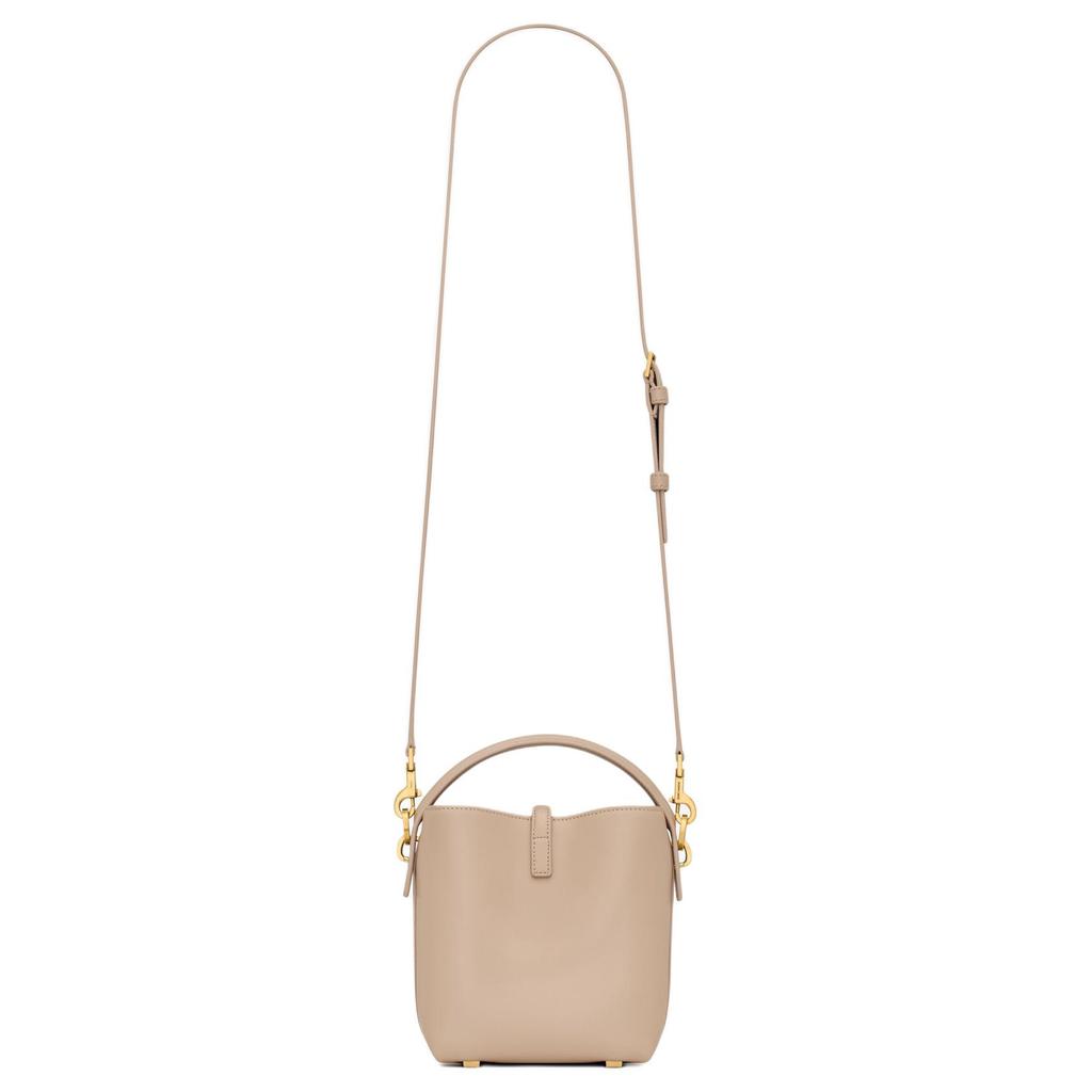 Saint Laurent Ysl Cassandre Metal Letter Logo Hook Closure Leather Bucket Bag Mini Women Bags Dark-Beige 765870-2R20W-2721