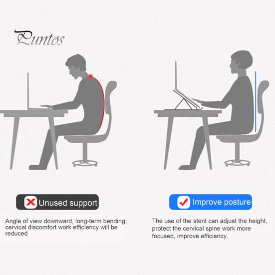 Portable Laptop Stand Aluminum Alloy Height Adjustable Quick Heat Dissipation Anti-slip Stable Foldable Home Office Desktop Computer Riser Holder
