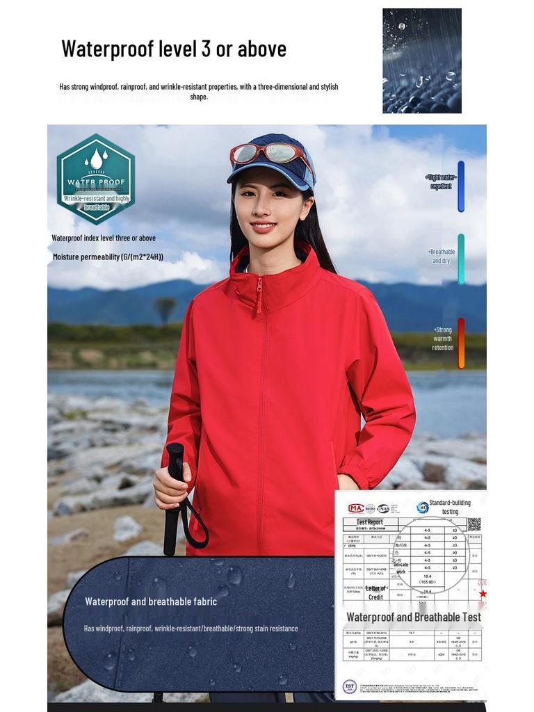 Personalized Windproof 3-in-1 Jacket: Solid Color, Custom Logo, Unisex Design, Thick Workwear