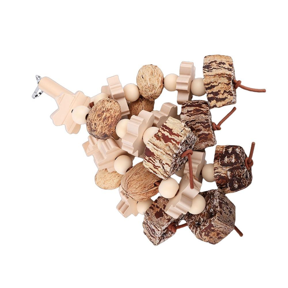 Beech Wood Wooden Chewing Toy Nut Grinding Texture Hanging Hanging Bird Toy Beak Grinding Interactive Play