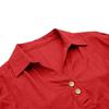 Flash Promo-Women's linen top with three-quarter sleeves, casual and elegant V-neck pullover, button-down shirt Blue M