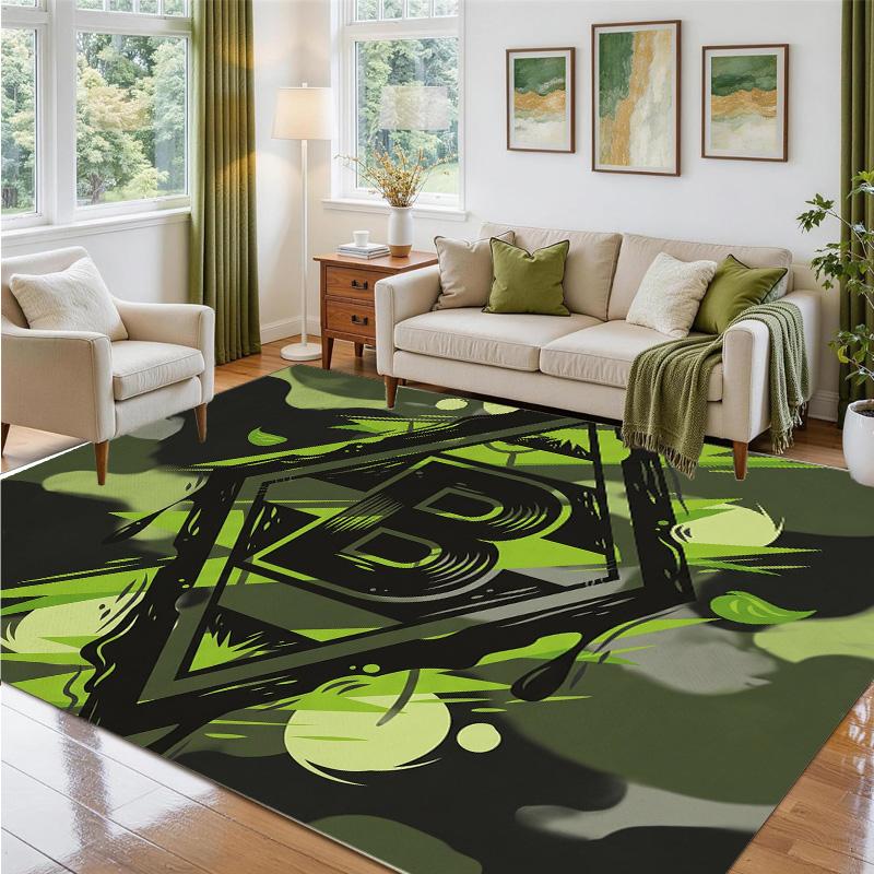 Borussia Mönchengladbach Design Crystal Velvet Rug Soft Decorative Mat for Bedroom Entrance