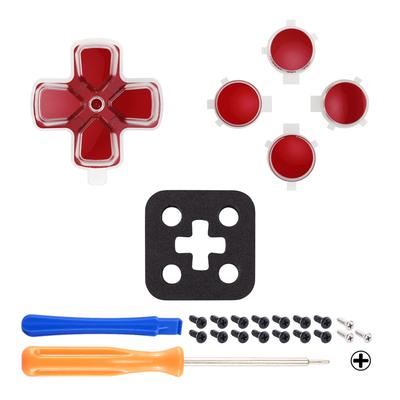 eXtremeRate Custom Replacement Dpad Action Buttons Without Text Directional Key Face Buttons for Controllers Red Two-tone Engraving,