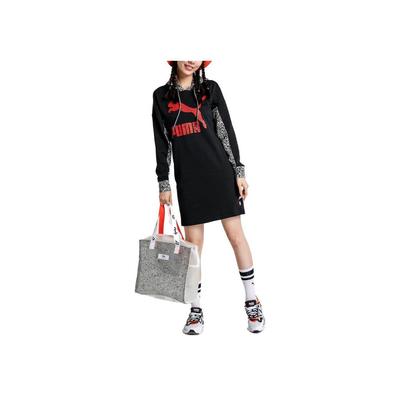 Logo Print Hooded Long Sleeve Dress Women Dress 598686-01