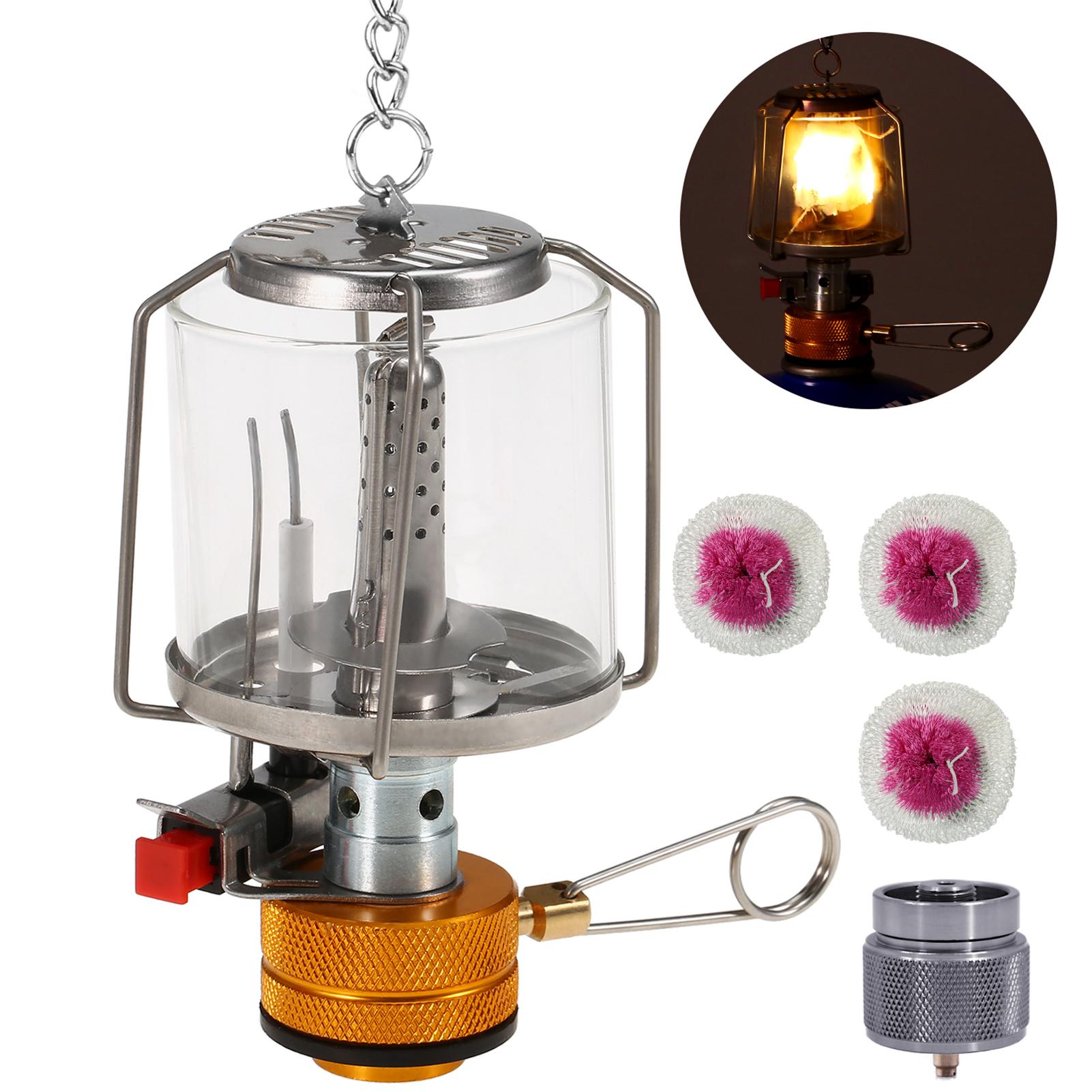 

Открытый портативный газовый фонарь для кемпинга с пьезозажиганием, мини-газовая лампа для палатки с 3 мантиями и Gas Lantern & 3 Mantles & Adapter for Mapp