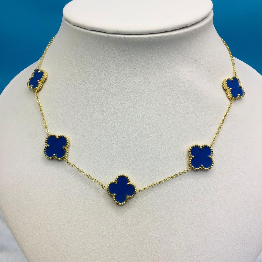 Titanium Steel 15Mm Clover 18K Five Flower Necklace Double Sided Lucky Four Leaf Clover Side Slotted Necklace