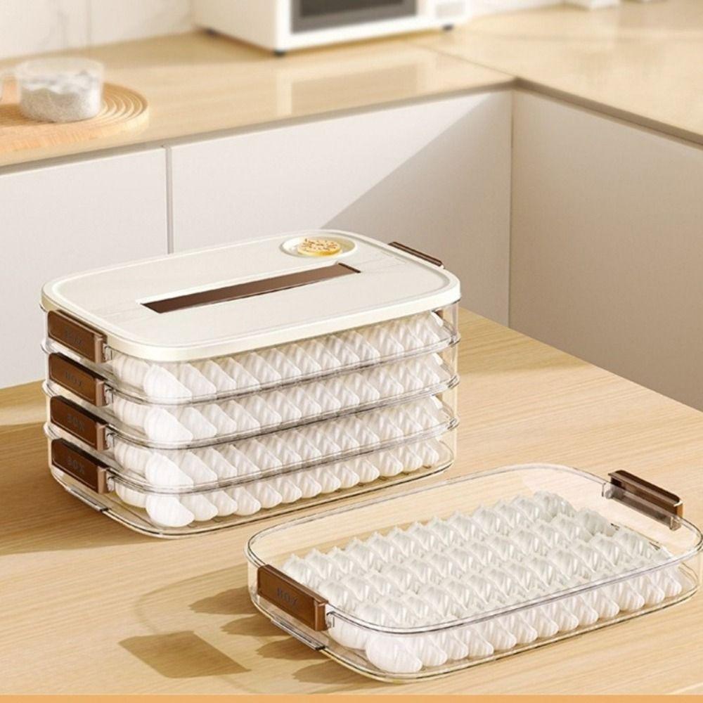 Food Grade Multilayer Dumpling Storage Box Transparent Wonton Storage Box for Home