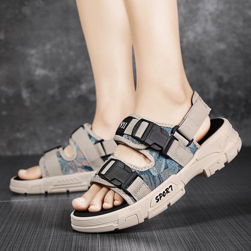 Summer Comfortable Outdoor Men's Nylon Oil Painting Sandals Lightweight Shoes Male Casual Shoes Water Walking Soft Beach Sandals